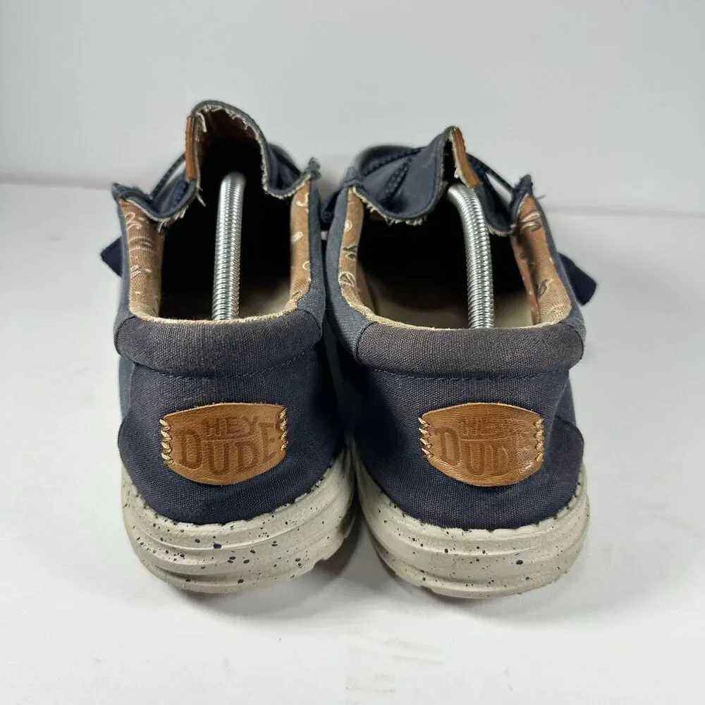 Hey Dude Wally Washed Canvas Navy Blue Men's Shoes Size M13 / EU 46 Loafers